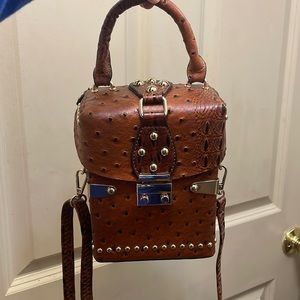 NWOT Vintage Ostrich Leather Shoulder Bag